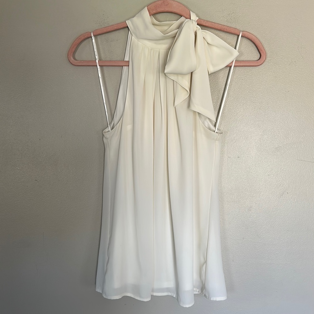 Express Bow Neck Tank Top - Cream - XS